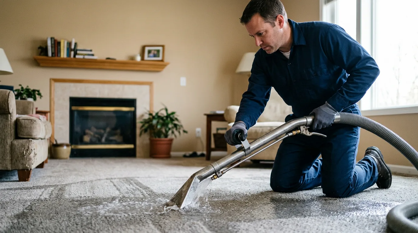 Water damage restoration technician working near Sterling Heights, MI